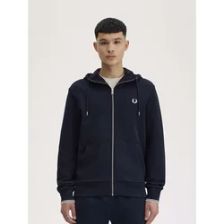 Fred Perry Fp Hooded Zip Through Sweatshirt Modra