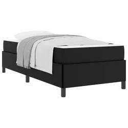 Vidaxl Konstrukcija postelje z vzmetnico Črna 100 x 200 cm blago