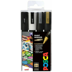 Posca Set Markera PC-5M 4/1 Crni.Beli,Srebrni,Zlatni