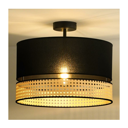 Duolla - Plafonski luster DOUBLE RATTAN 1xE27/15W/230V fi 40 cm crna/bež