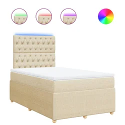 Vidaxl Box spring postelja z vzmetnico krem 120x190 cm blago
