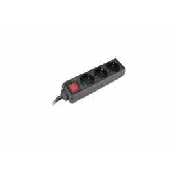 COMMEL Produžni Kabl 3 Utičnice Sklopka 16A 3500W Crna 3m H05VV-F 3G1/5