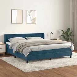 VIDAXL Box spring postelja z vzmetnico temno modra 160x200 c