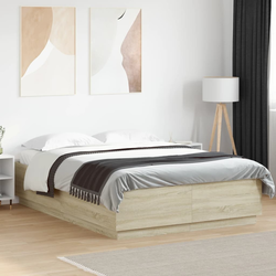 Okvir za krevet s LED svjetlima boja hrasta 160 x 200 cm drveni