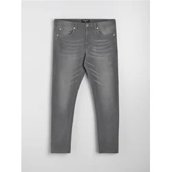 Sinsay - Slim fit farmerke s efektom pranja - sivo