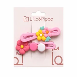 Lillo&Pippo šnalice za kosu 2/1 cvet roze