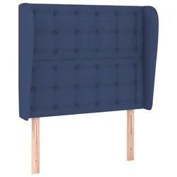 Vidaxl Vzglavje z ušesi modro 93x23x118/128 cm blago