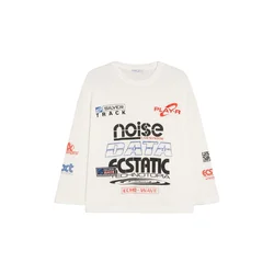 Bershka Majica modra/češnjevo rdeča/črna/bela