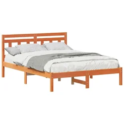 Vidaxl Konstrukcija postelje Rjava 135 x 190 cm Masivno borovo les