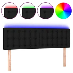 Vidaxl LED posteljno vzglavje črno 144x5x78/88 cm blago