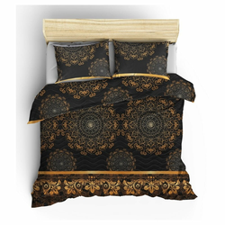 Set prošiveni prekrivač i 2 jastučnice Eponj Home Şehri-Ala Gold, 200 x 220 cm