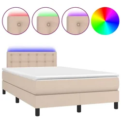 Vidaxl Box spring postelja z vzmetnico LED kapučino 120x200 cm