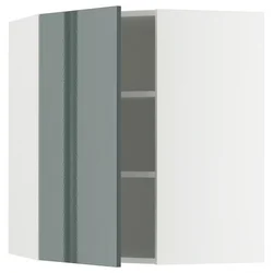 METOD Ugaoni zidni element s policama, bela/Kallarp tamna sivozelena visokog sjaja, 68x80 cm