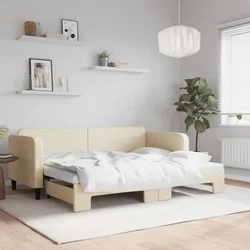 Dnevni krevet na razvlačenje krem 80 x 200 cm od tkanine