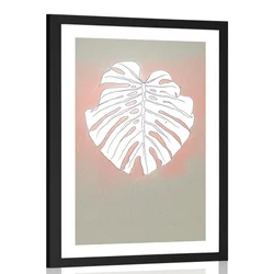 Plakat s paspartujem linije lista monstere - 60x90 white