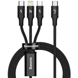 BASEUS RAPID 3IN1 TYPE-C  LIGHTNING  MICRO-USB CABLE PD20W 150CM BLACK (6953156204294)