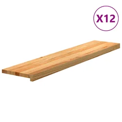 Gazišta stepenice 12 kom svjetlosmeđi 120x30x2 cm masivna hrast