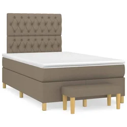 Vidaxl Box spring postelja z vzmetnico taupe 120x190 cm blago