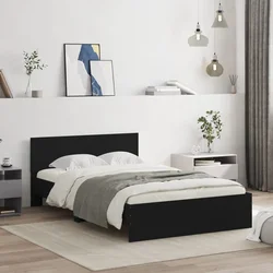 Vidaxl Posteljni okvir z vzglavjem črn 135x190 cm