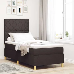 Vidaxl Box Spring postelja z vzmetnico temno rjava 100x200 cm tkanina