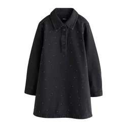 Next Obleka črn denim/srebrna