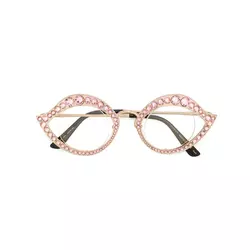 Gucci Eyewear-Goldt one Pink Crystal Cat Eye Glasses-women-Pink