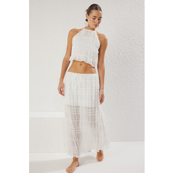 Trendyol Ecru Gathered Detail Blouse Skirt Set