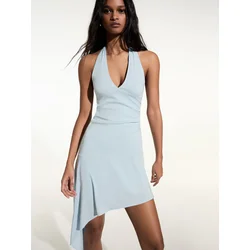 Bershka Obleka pastelno modra