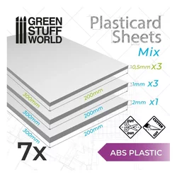 Plancha Plasticard Lisa MIX - PACK x7 / ABS Plain Sheet MIX - PACK x7