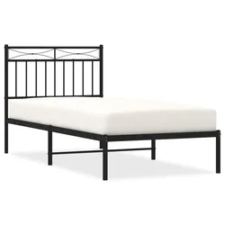 Vidaxl Kovinski posteljni okvir z vzglavjem črn 90x190 cm