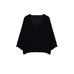 Trendyol Curve Black V-Neck Ribbed Knitwear Sweater
