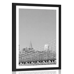 Plakat s paspartujem nebotičniki v New Yorku v črnobeli varianti - 60x90 white