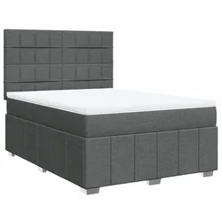 Vidaxl Box spring postelja z vzmetnico temno siva 160x200 cm blago