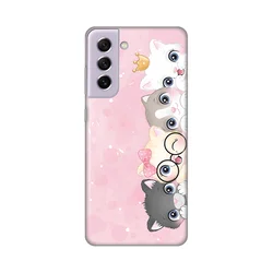 Silikonska maska za Samsung G990 Galaxy S21 FE Pink Cats Print Skin roze