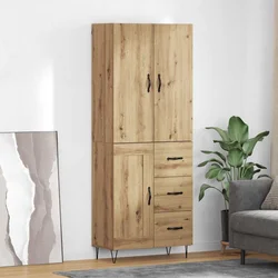 Highboard 2 pcs Umjetnički hrast Inženjersko drvo i staklo