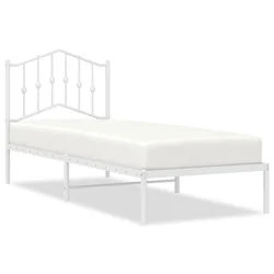 Vidaxl Kovinski posteljni okvir z vzglavjem bel 80x200 cm