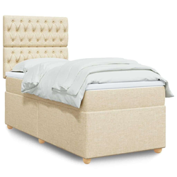 vidaXL vidaXL Box spring postelja z vzmetnico krem 90x200 cm blago, (21291745)
