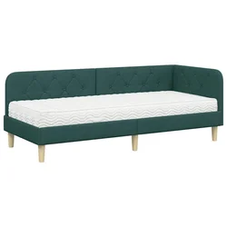 Vidaxl Kotna postelja Temno zelena 80 x 200 cm blago