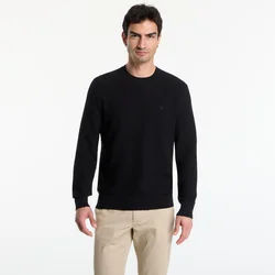Pulover Calvin Klein Ls Textured Cotton Crewneck Sweater Black XL