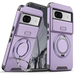 Maska za telefon za Google Pixel 8A CAMSHIELD RING STAND, Ljubičasta
