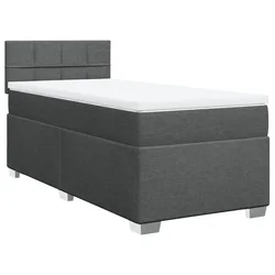Vidaxl Box spring postelja z vzmetnico temno siva 90x200 cm blago