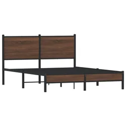 Vidaxl Kovinski posteljni okvir brez vzmetnice rjavi hrast 150x200 cm