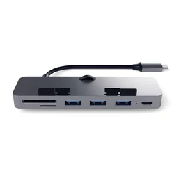 SATECHI Aluminum Type-C CLAMP PRO Hub (3x USB 3.0,MicroSD) - Space Grey