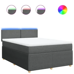 Vidaxl Box spring posteljni z vzmetnico temno siv 140x190 cm blago