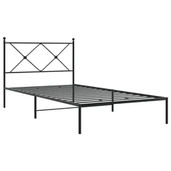 Vidaxl Kovinski posteljni okvir z vzglavjem črn 107x203 cm