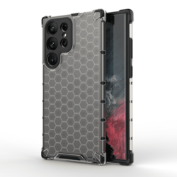 Honeycomb pancirna futrola sa silikonskim okvirom za Samsung Galaxy S23 Ultra - Crna KP24344
