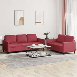 2-dijelni set sofa s jastucima boja vina od umjetne kože