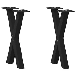 Noge za klub stolić u obliku slova X, 2 kom, crne, 38 x (42-43) cm, čelik
