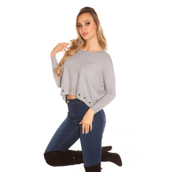 Oversize pulover s kovinskimi obročki