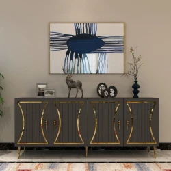 Hanah Home Konzolni sto Tean, 150x75x35 cm, Antracit-zlatne boje